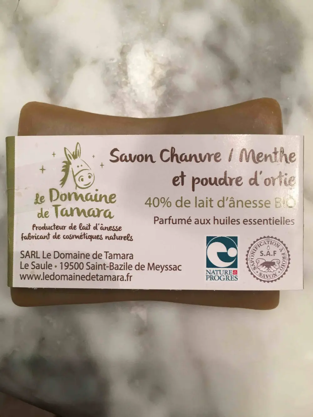 LE DOMAINE DE TAMARA - Savon chanvre menthe et poudre d'ortie