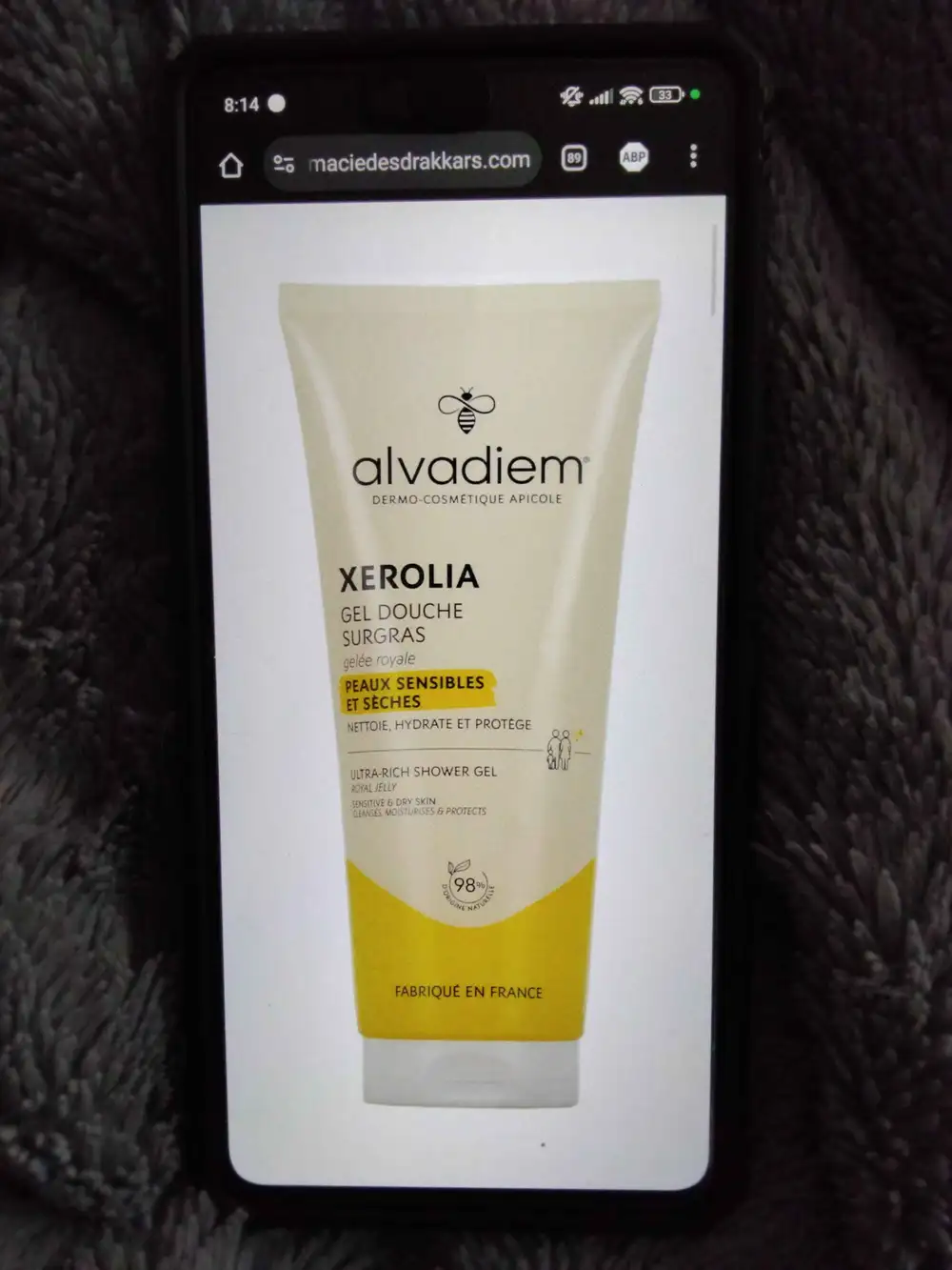 ALVADIEM - Xerolia - Gel douche surgras peaux sensibles et sèches