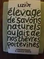 LIZIOT - Savon lait de chèvre Lemongrass et argile verte
