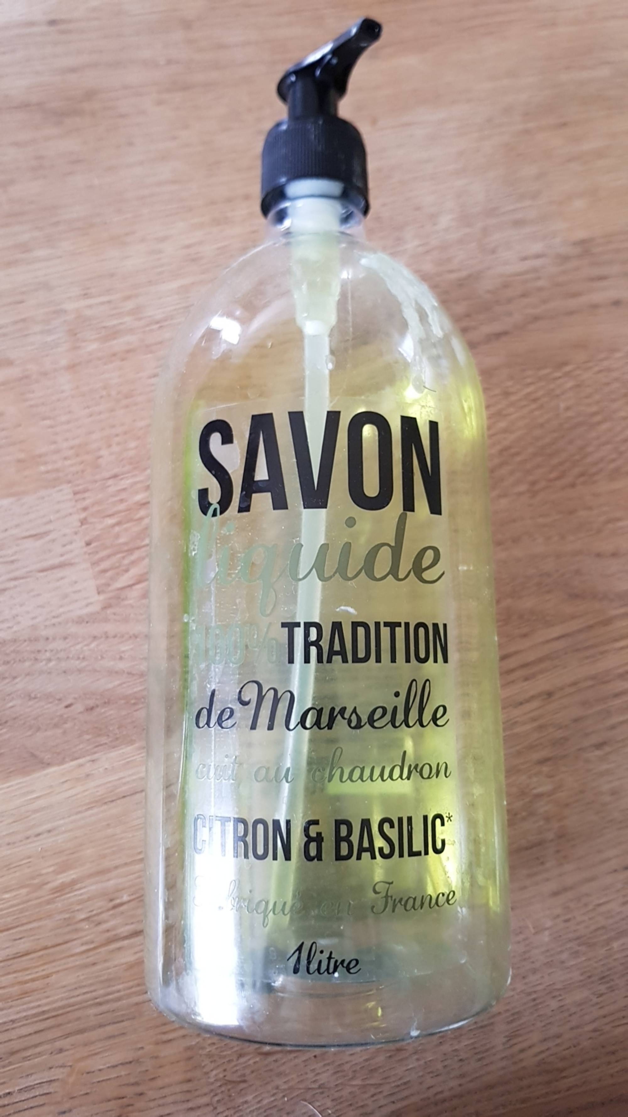 SAVON DE MARSEILLE - Savon liquide 100% tradition de Marseille - Cuit au chaudron - Citron & basilic
