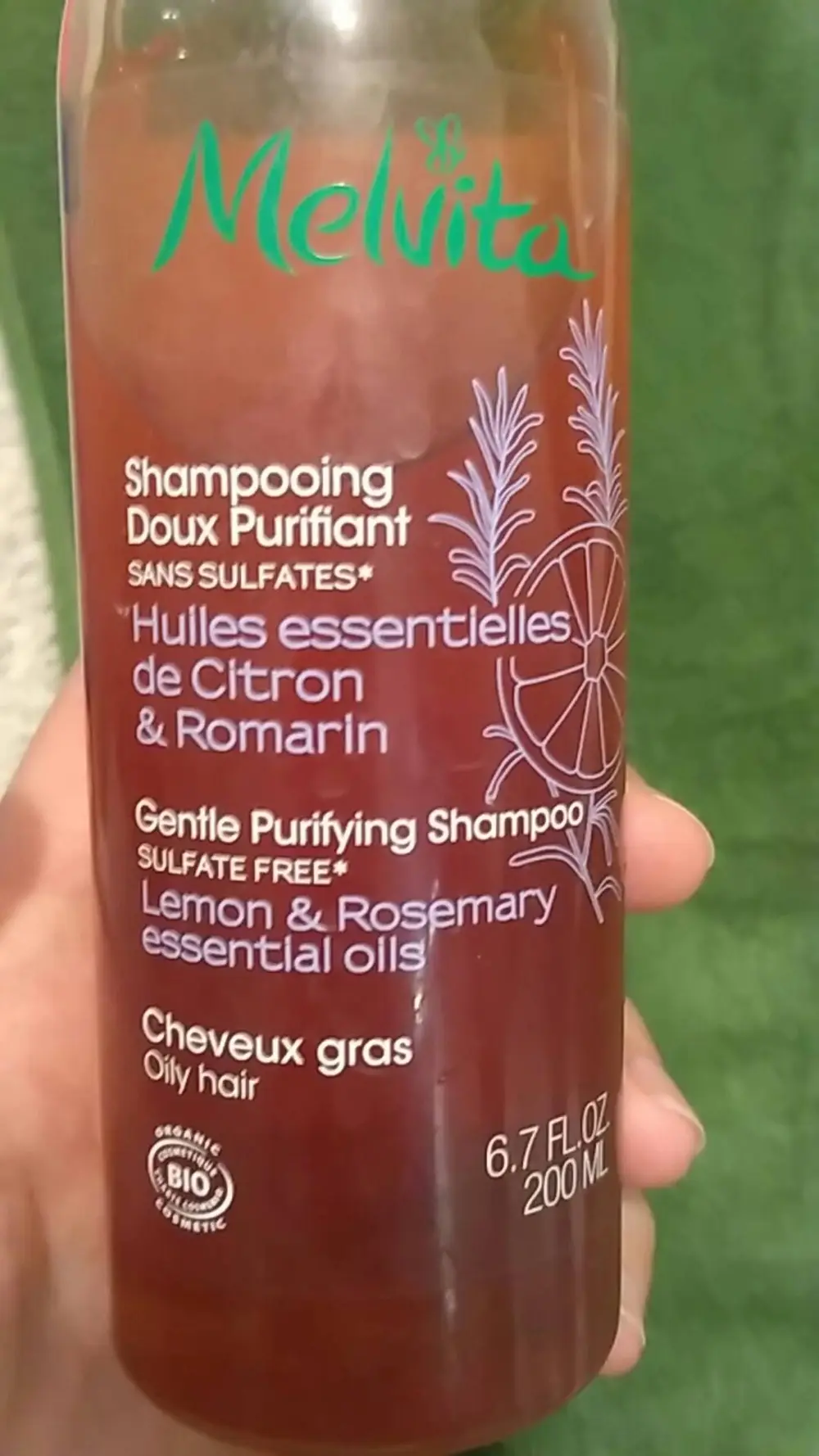 MELVITA - Shampooing doux purifiant - Huile essentielles de citron & romarin