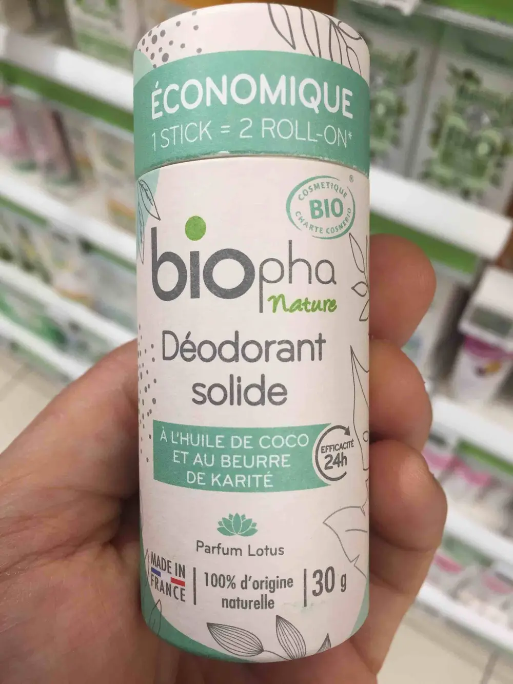 BIOPHA NATURE - Déodorant solide à l'huile de coco et au beurre de karité