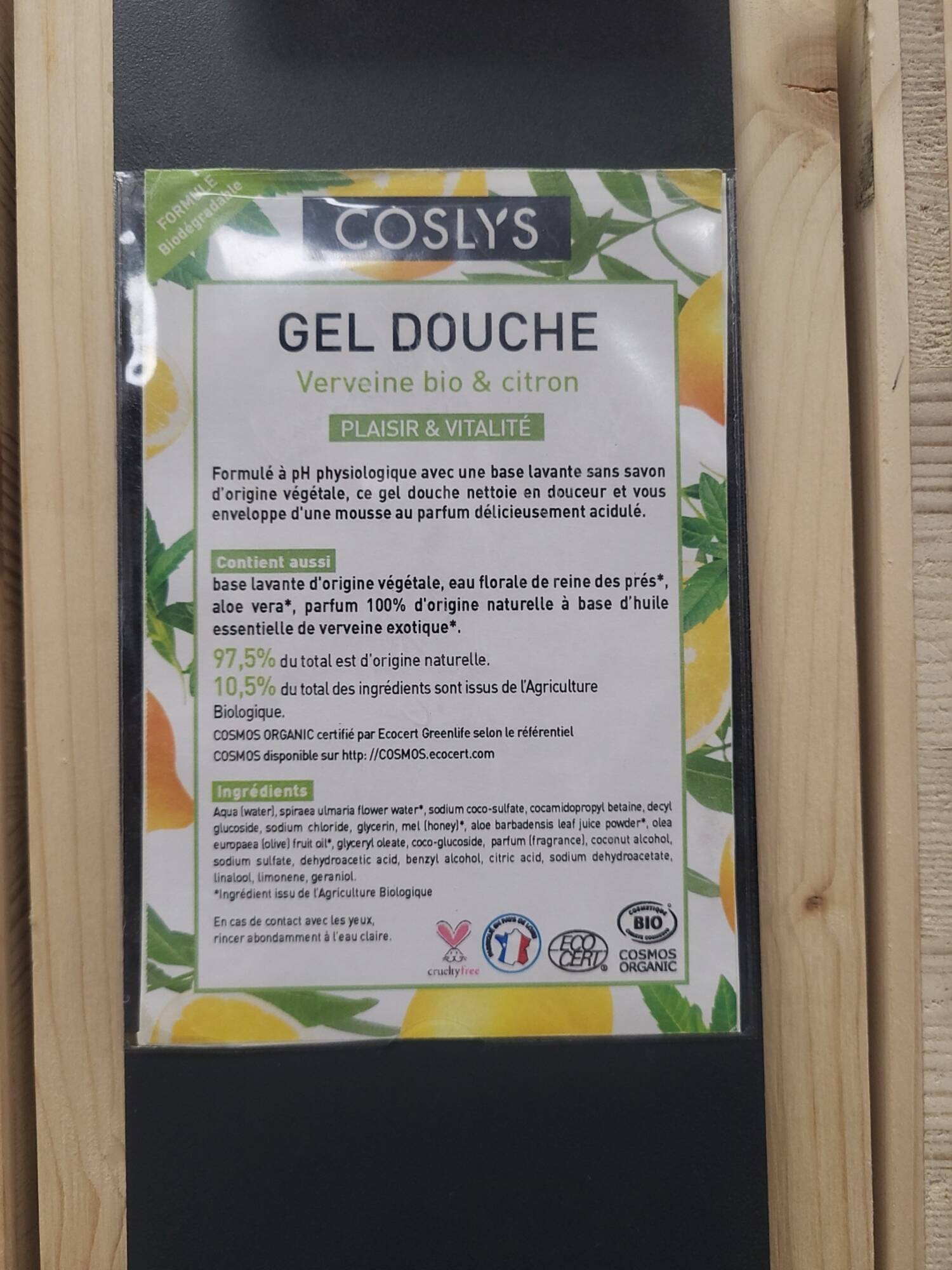 COSLYS - Gel douche verveine bio & citron