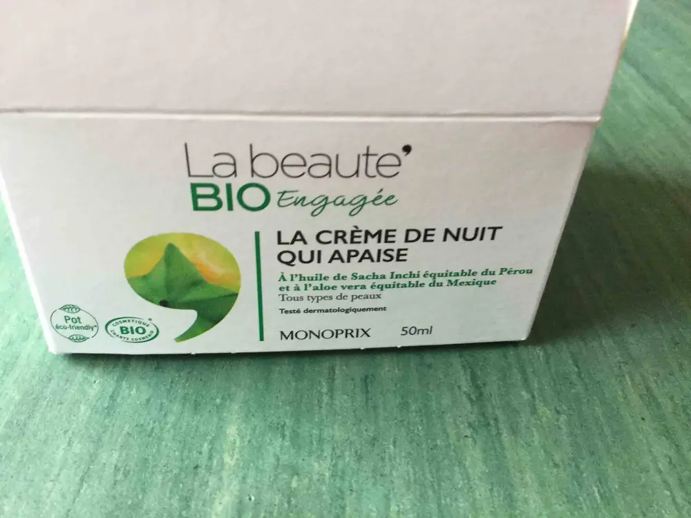 MONOPRIX - La beauté bio engagée - La crème de nuit qui apaise