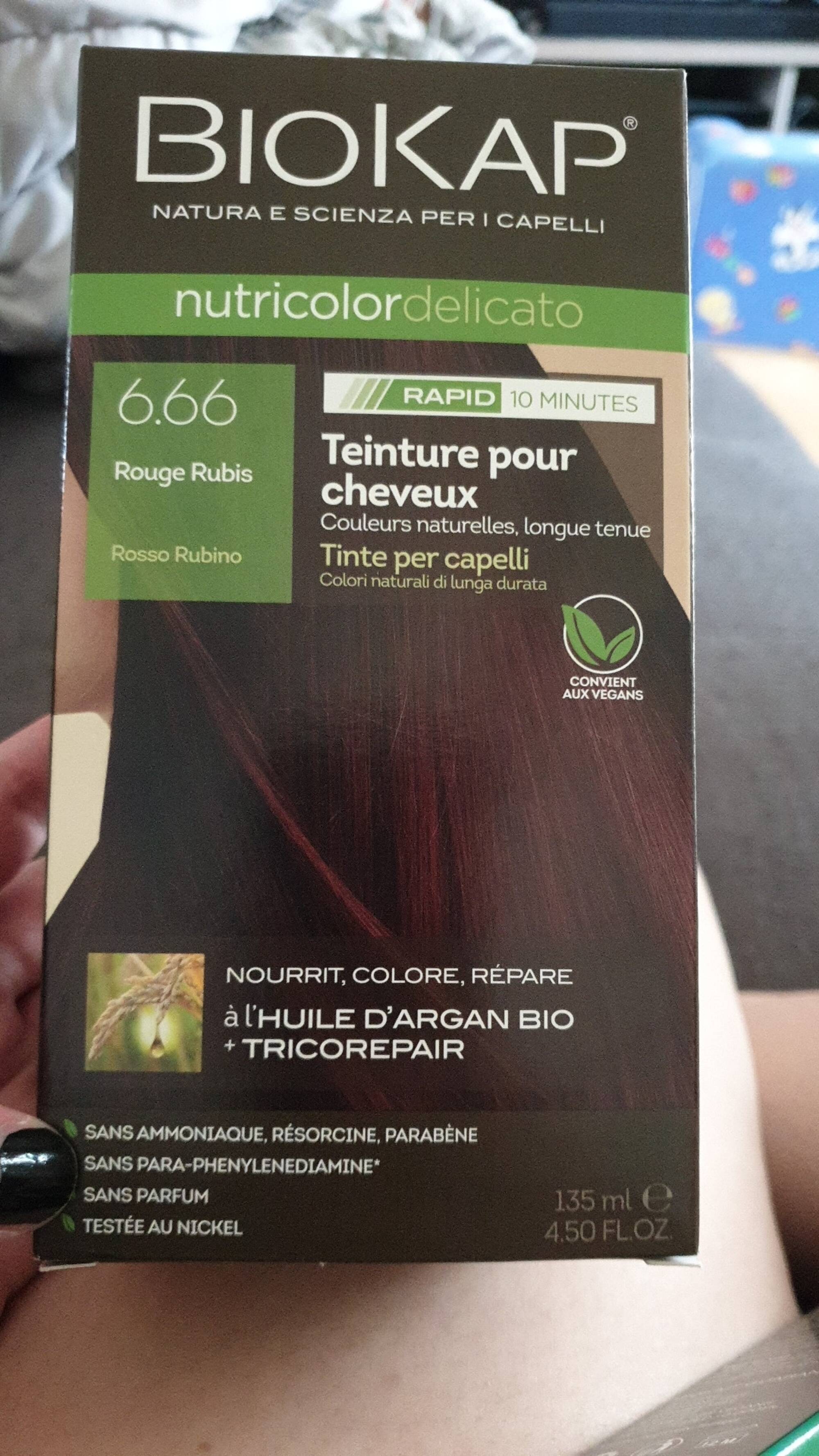 BIOKAP - Nutricolor delicato - Teinture pour cheveux 6.66 rouge rubis