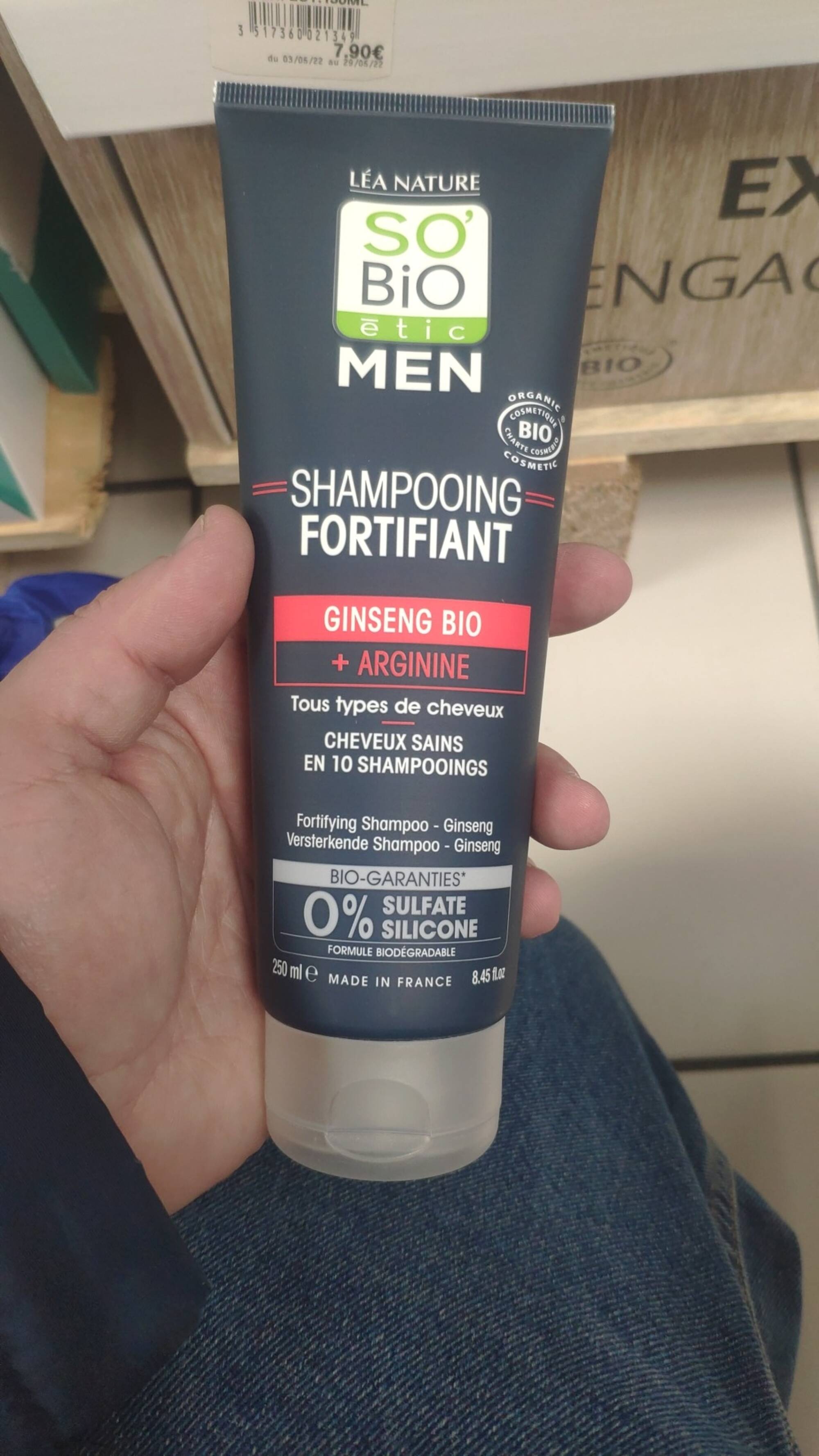 SO'BIO ÉTIC - Ginseng bio + Arginine - Shampooing fortifiant men