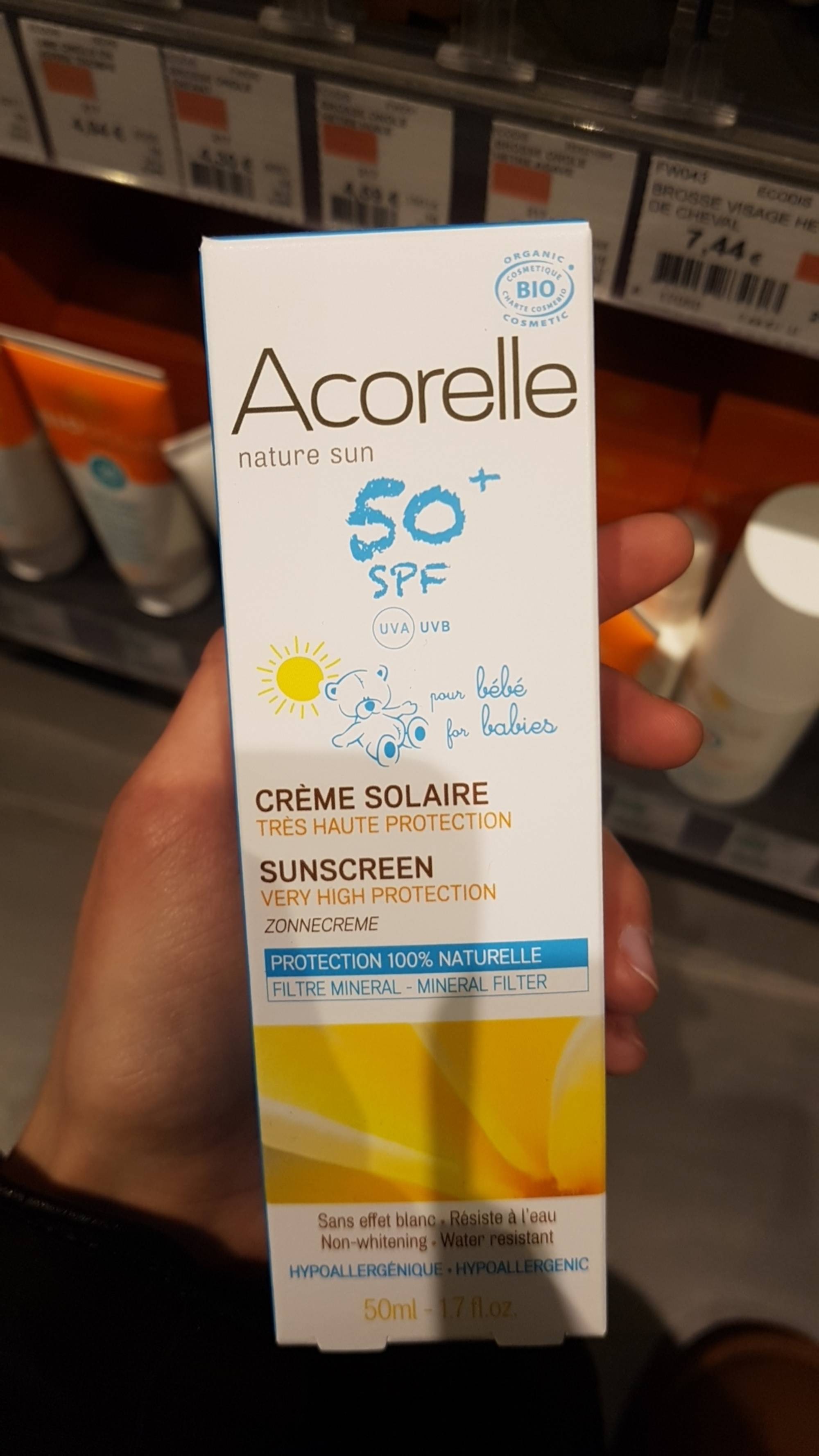 ACORELLE - Crème solaire bio pour bébé SPF 50+