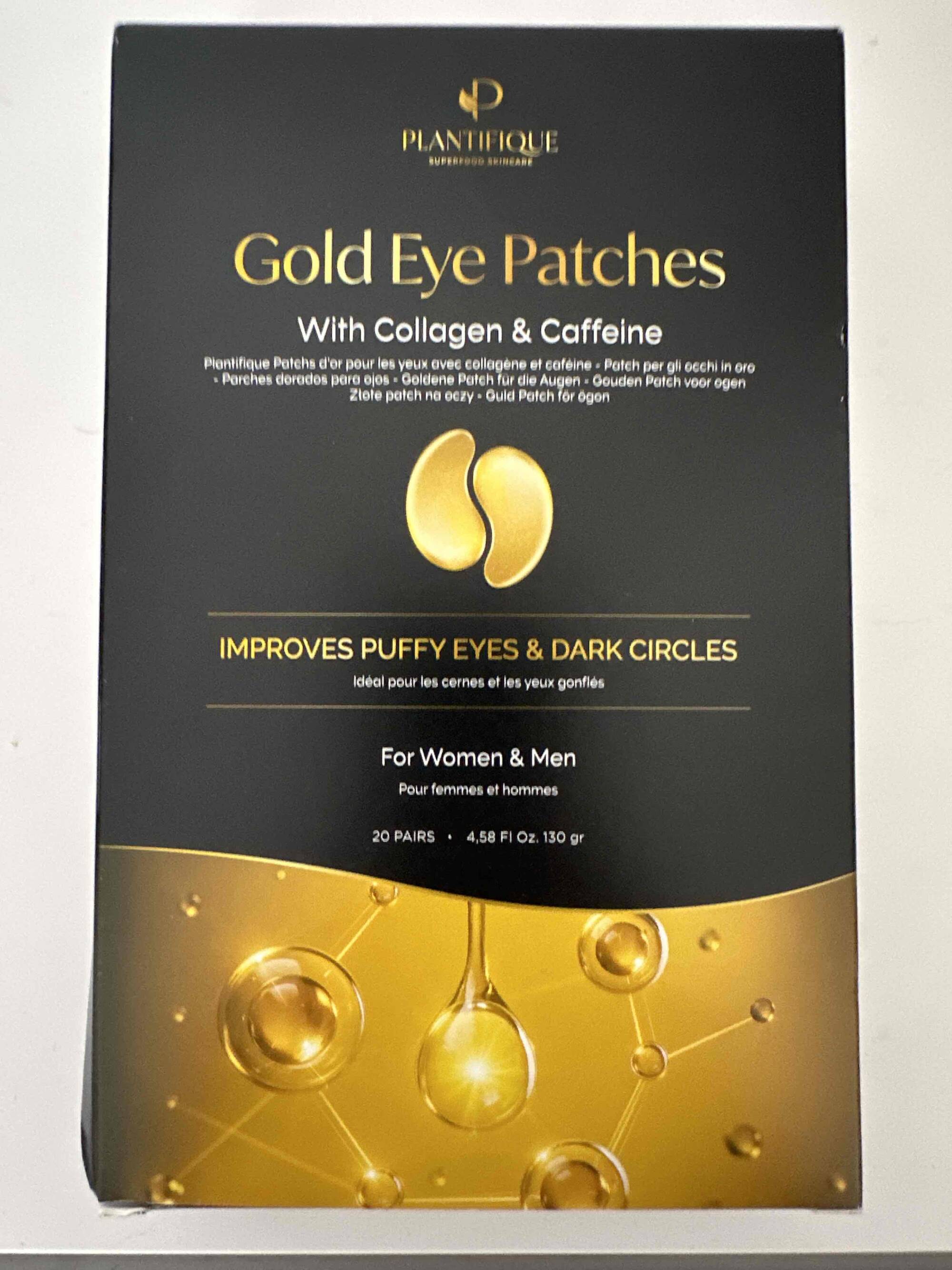 PLANTIFIQUE - Gold eye patches with collagen & caffeine