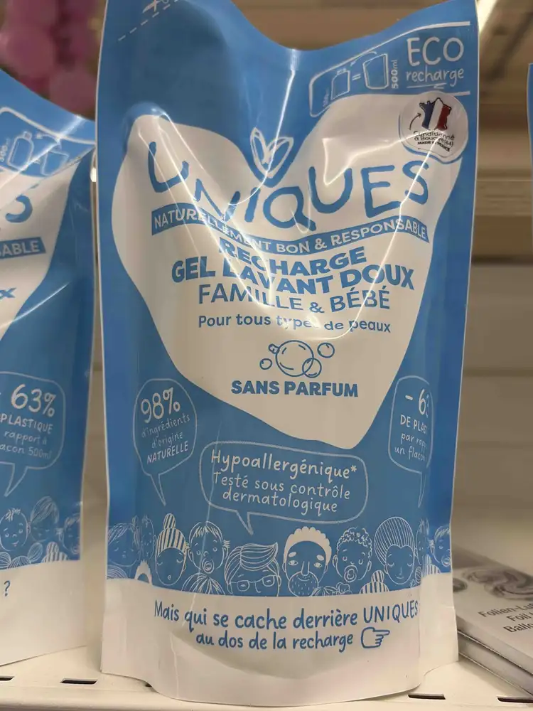 UNIQUES - Recharge gel lavant doux famille & bébé