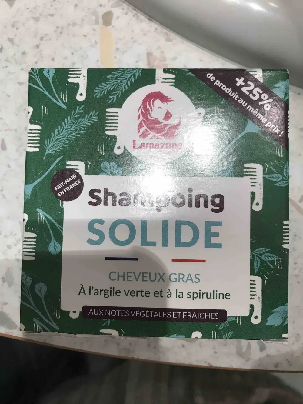 LAMAZUNA - Shampoing solide à l'argile verte et à la spiruline