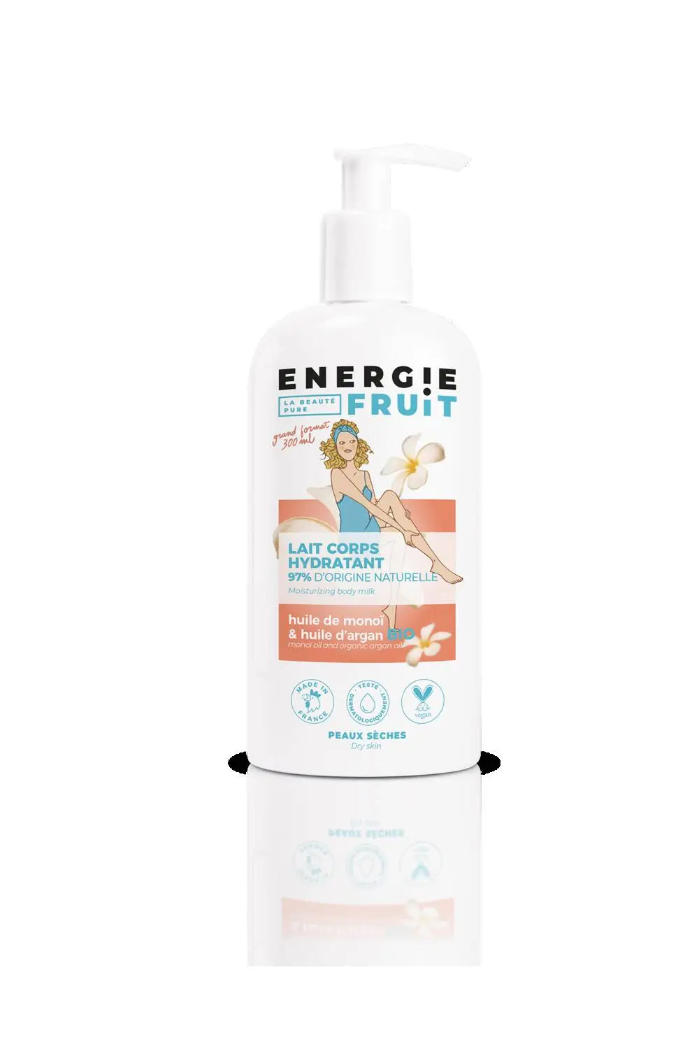 ENERGIE FRUIT - Lait Corps Hydratantsans silicones - Monoï et huile d'Argan - Peaux sèches