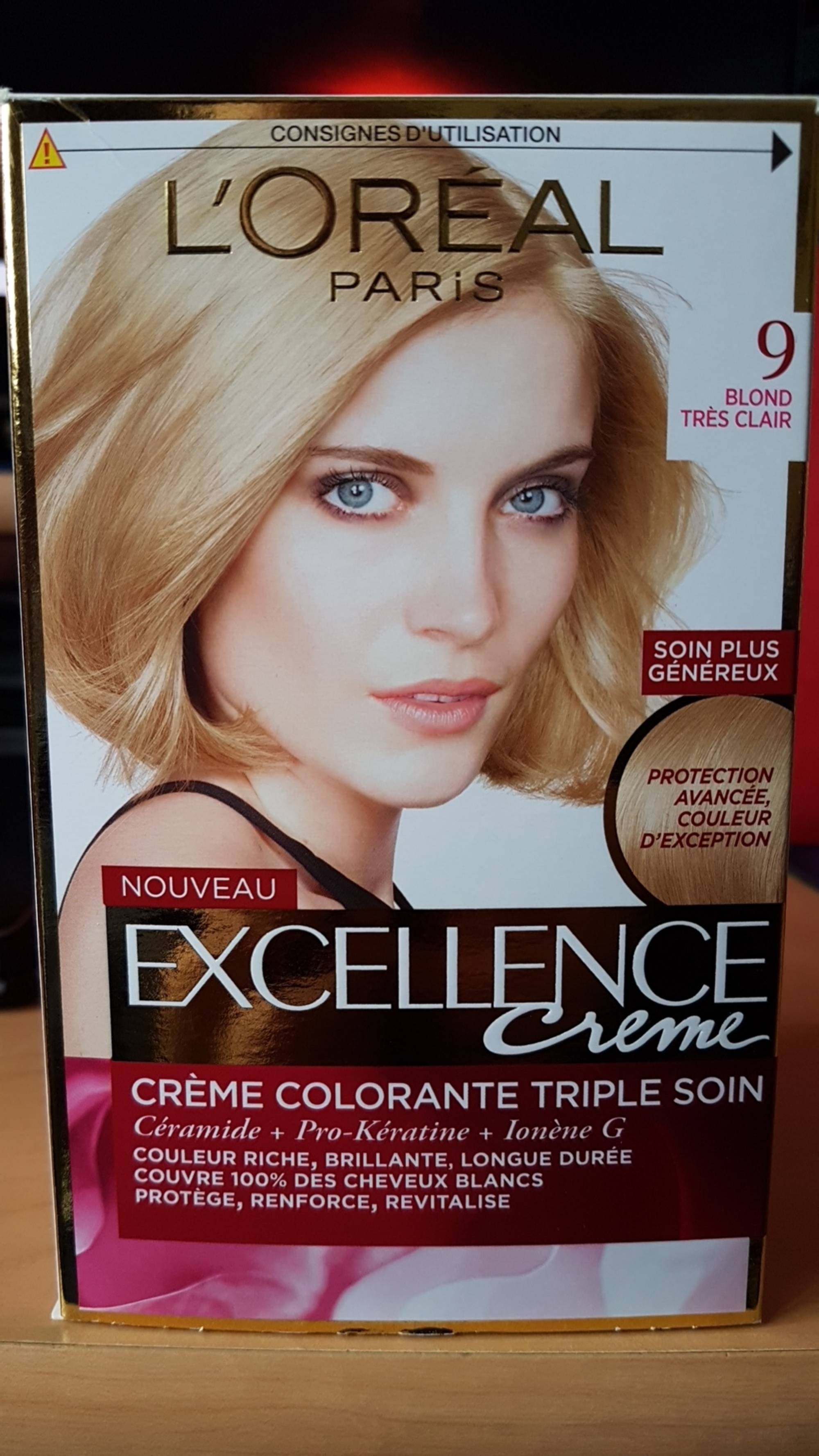 L'ORÉAL - Excellence crème - Crème colorante triple soin 9 blond très clair