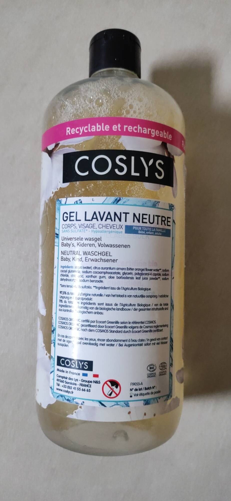 COSLYS - Gel lavant neutre